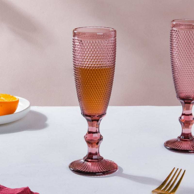 Rose Mimosa Glass Mauve Set Of 6 150 ml