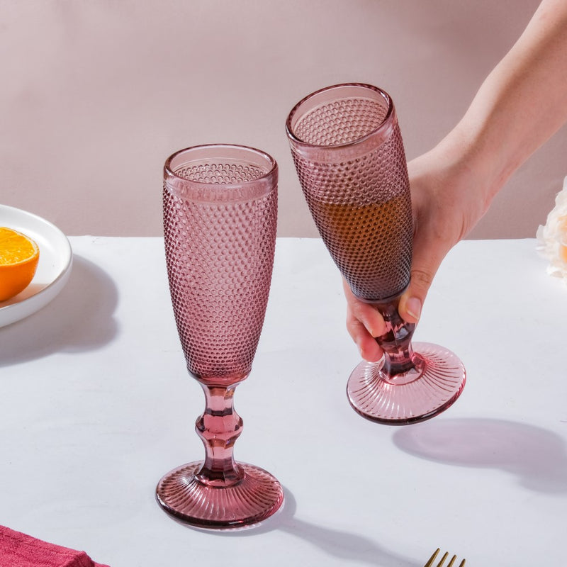 Rose Mimosa Glass Mauve Set Of 6 150 ml