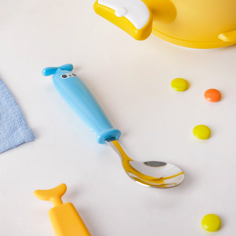 Stainless Steel Kids Feeding Spoon Blue