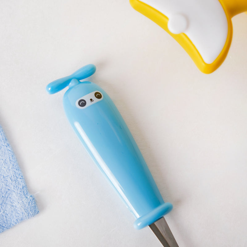 Stainless Steel Kids Feeding Spoon Blue