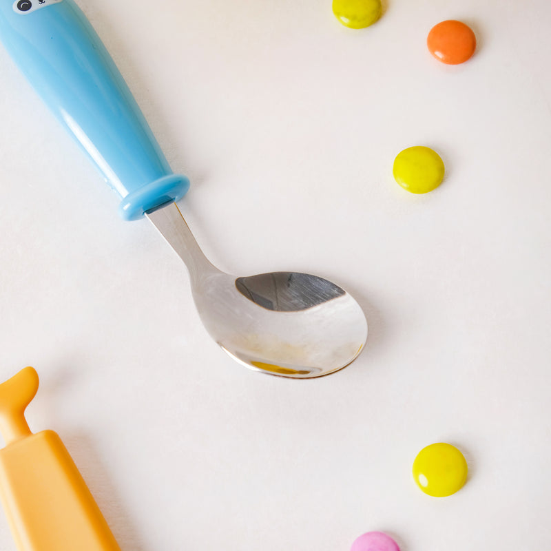 Stainless Steel Kids Feeding Spoon Blue