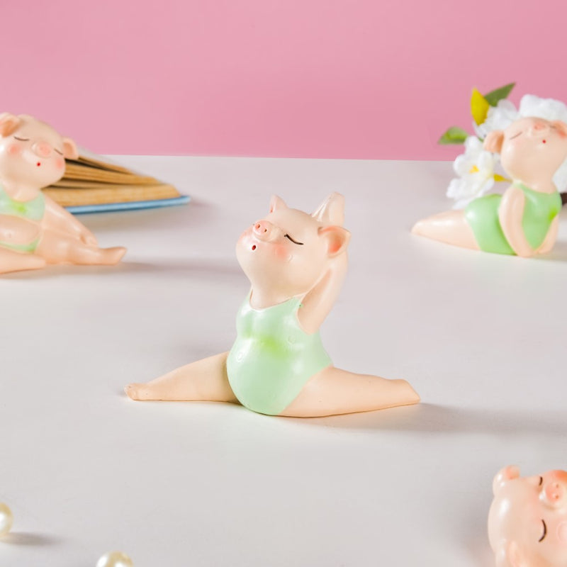 Piggy Miniature Decor Yoga Showpiece Set Of 6 - Showpiece | Home decor item | Room decoration item