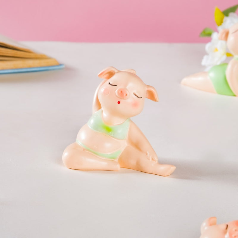 Piggy Miniature Decor Yoga Showpiece Set Of 6 - Showpiece | Home decor item | Room decoration item
