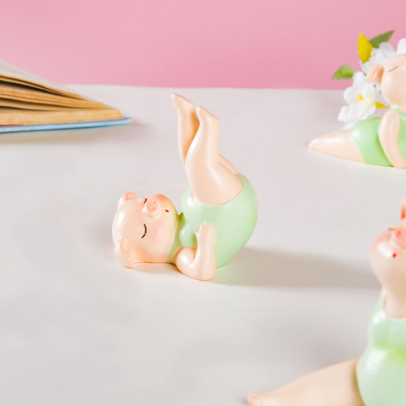 Piggy Miniature Decor Yoga Showpiece Set Of 6 - Showpiece | Home decor item | Room decoration item