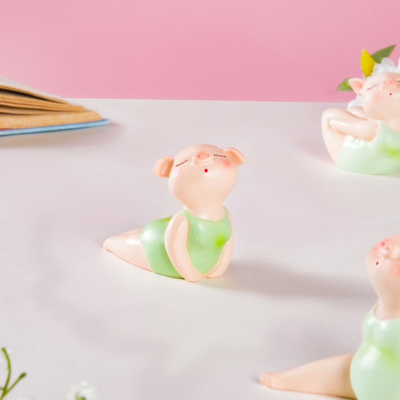 Piggy Miniature Decor Yoga Showpiece Set Of 6 - Showpiece | Home decor item | Room decoration item