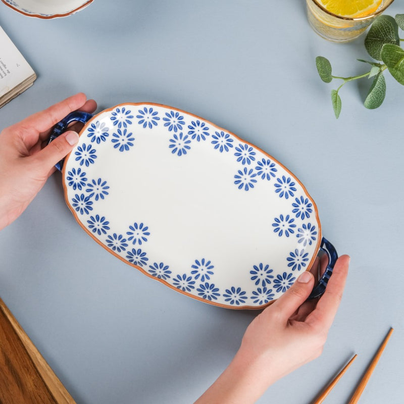 Daisy Tray - Ceramic platter, serving platter, fruit platter | Plates for dining table & home decor