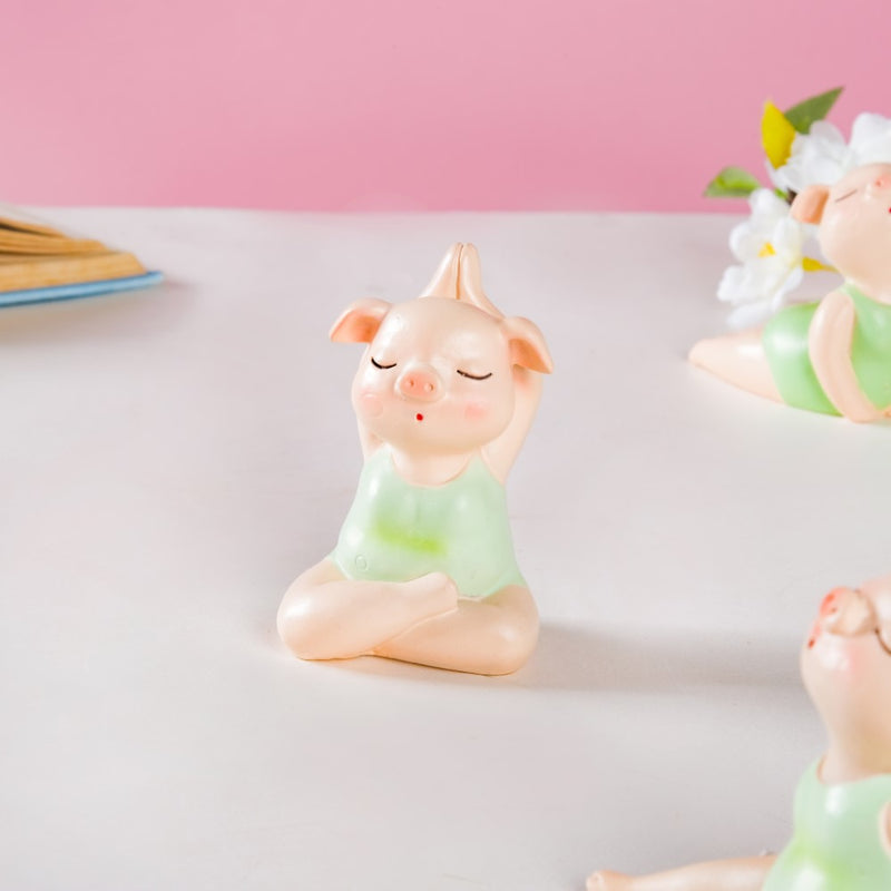 Piggy Miniature Decor Yoga Showpiece Set Of 6 - Showpiece | Home decor item | Room decoration item
