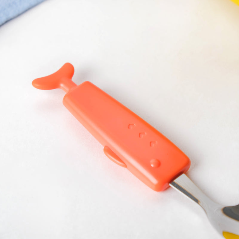 Stainless Steel Kids Feeding Spoon Orange