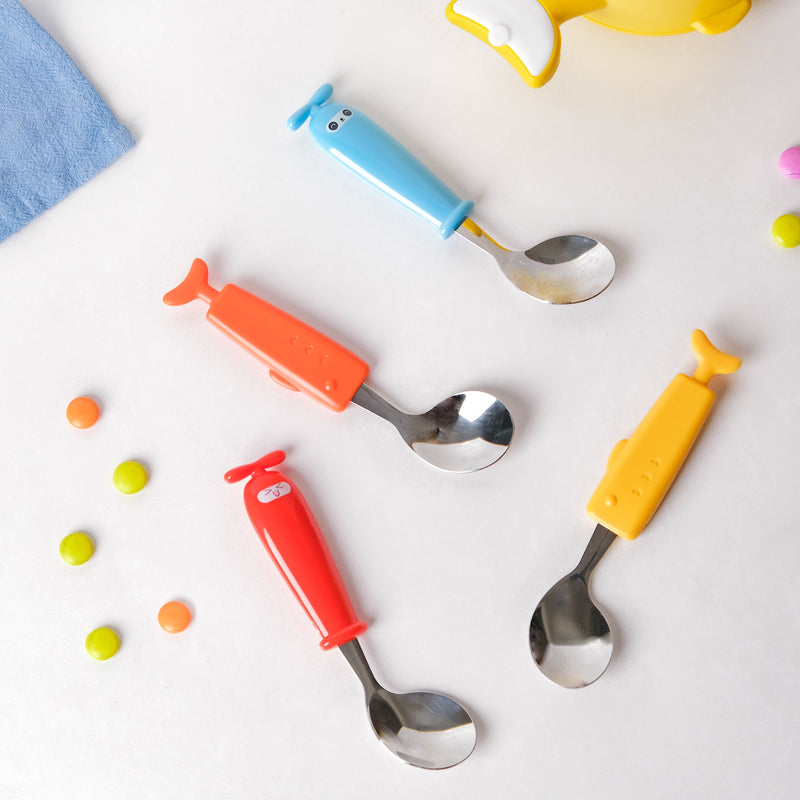 Stainless Steel Kids Feeding Spoon Orange