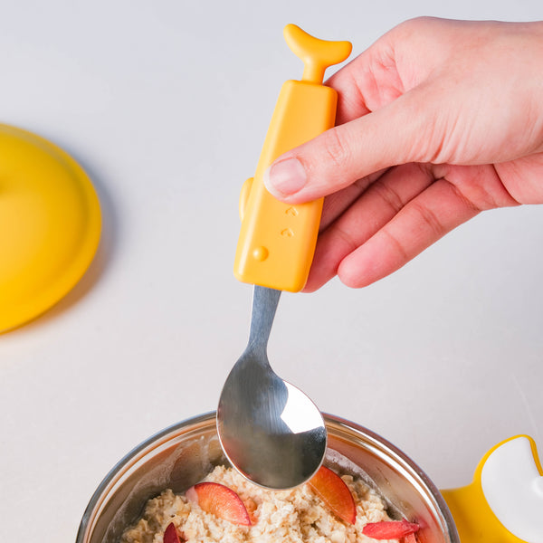 Stainless Steel Kids Feeding Spoon Yellow