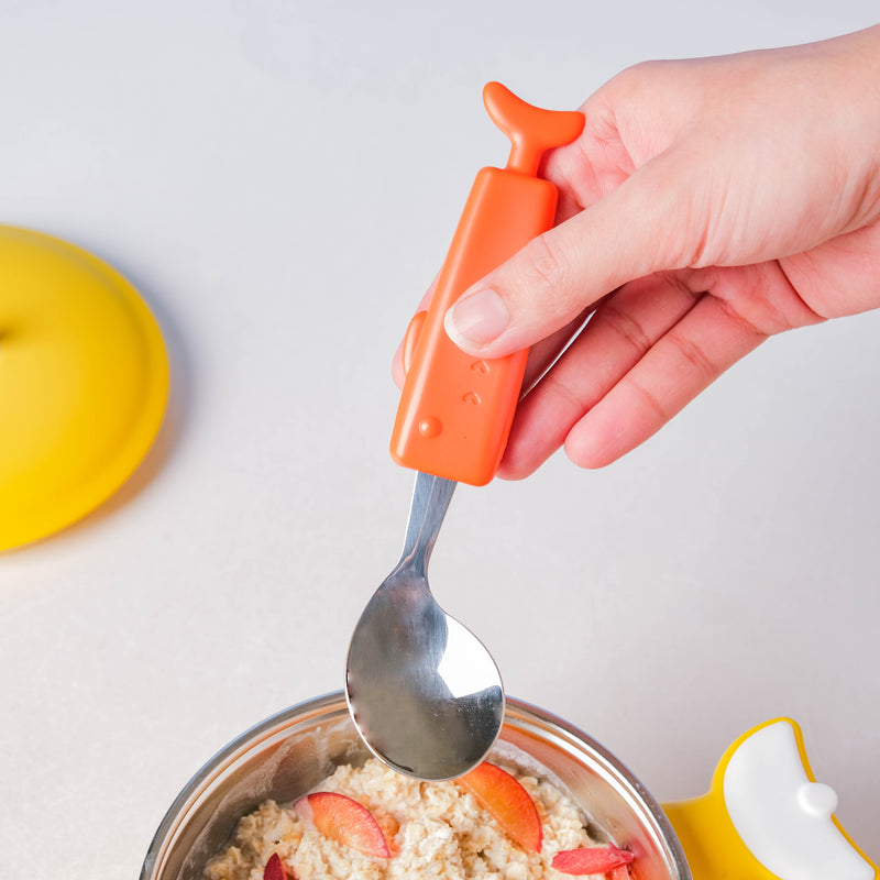 Stainless Steel Kids Feeding Spoon Orange