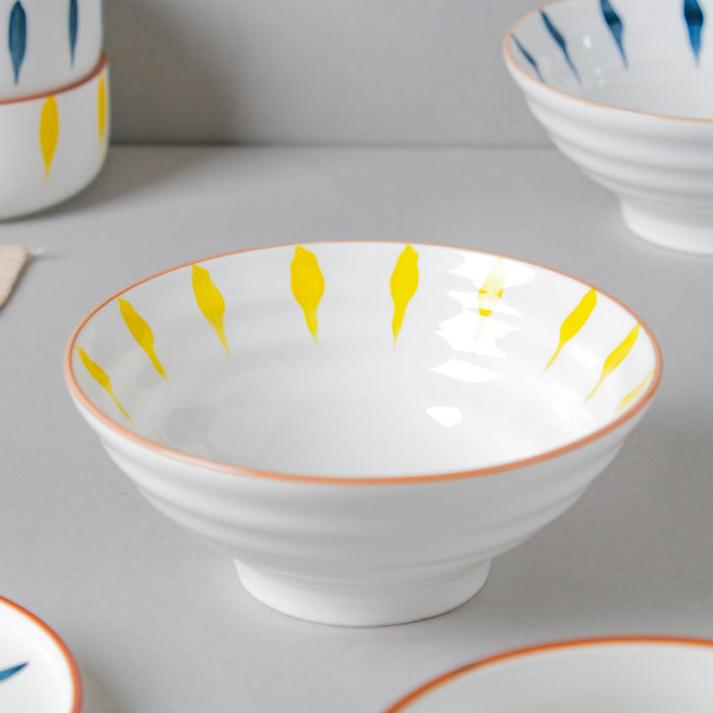 Teardrop Blue And Yellow 22 Piece Dinner Set For 6