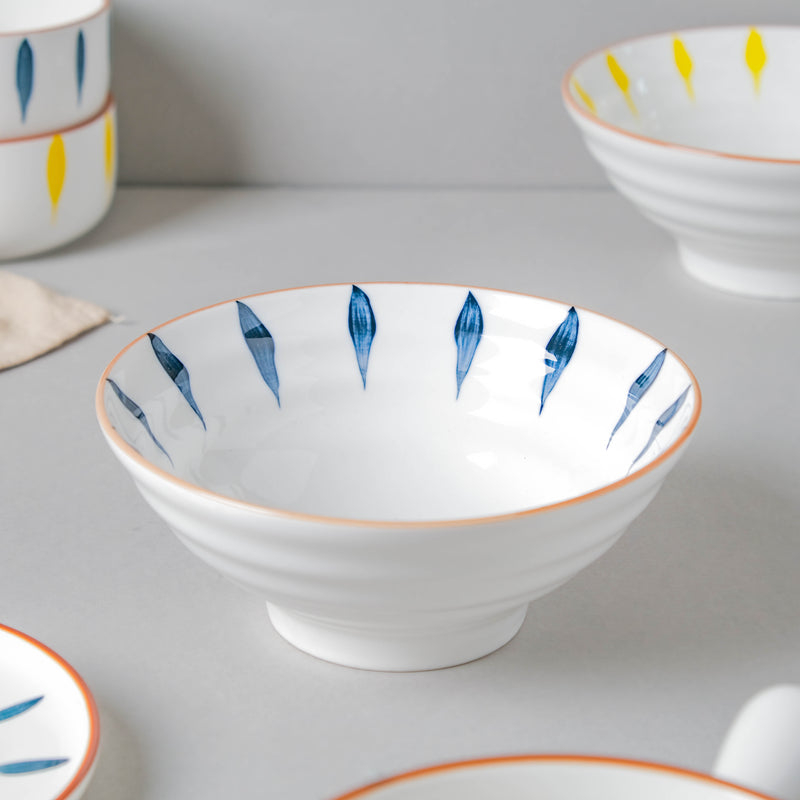 Teardrop Blue And Yellow 22 Piece Dinner Set For 6