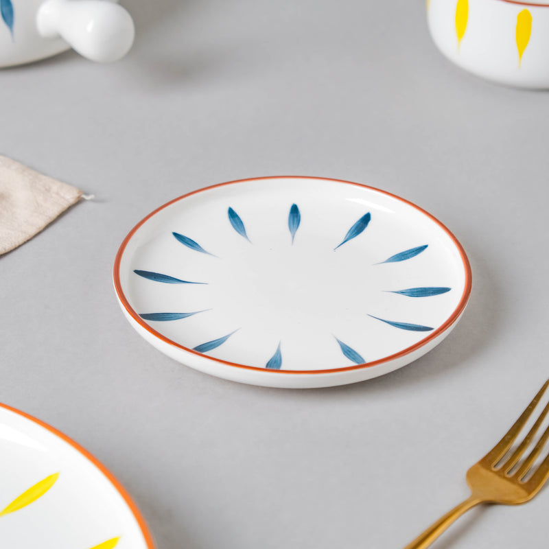 Teardrop Blue And Yellow 22 Piece Dinner Set For 6