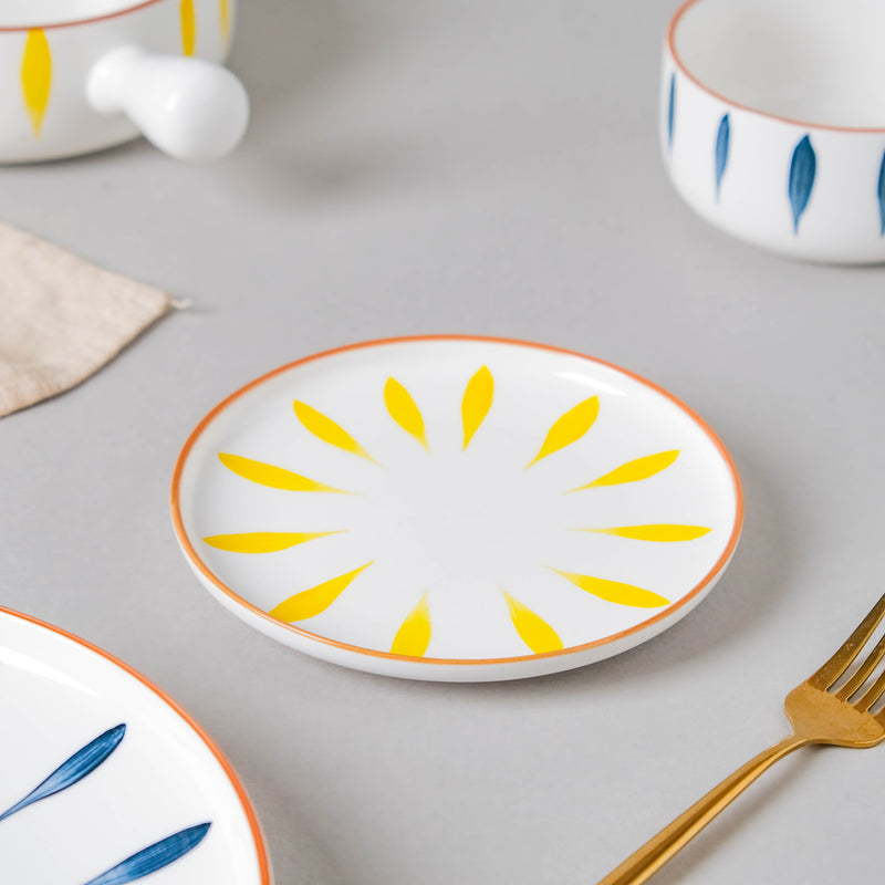 Teardrop Blue And Yellow 22 Piece Dinner Set For 6