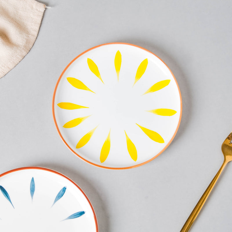 Teardrop Blue And Yellow 22 Piece Dinner Set For 6