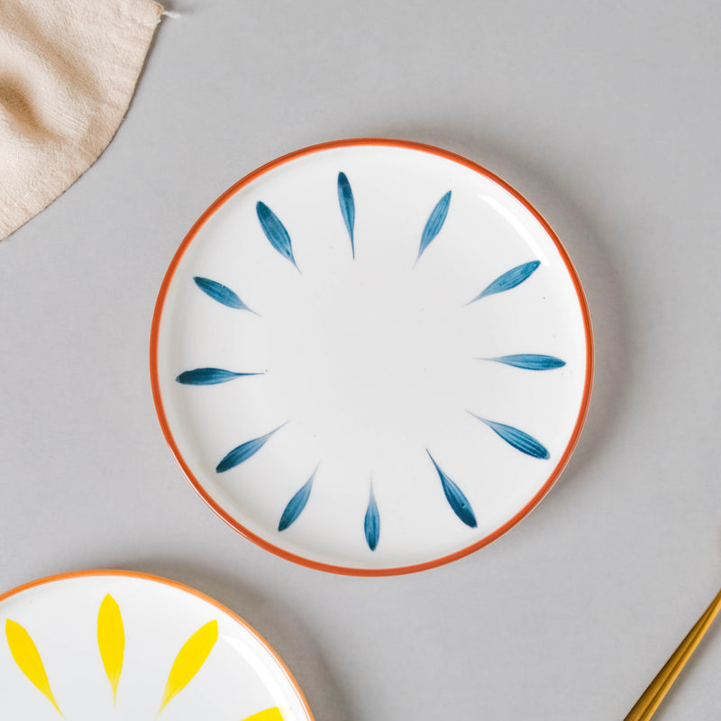 Teardrop Blue And Yellow 22 Piece Dinner Set For 6