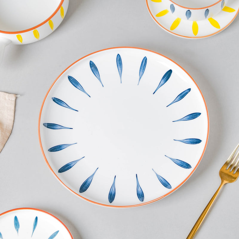 Teardrop Blue And Yellow 22 Piece Dinner Set For 6