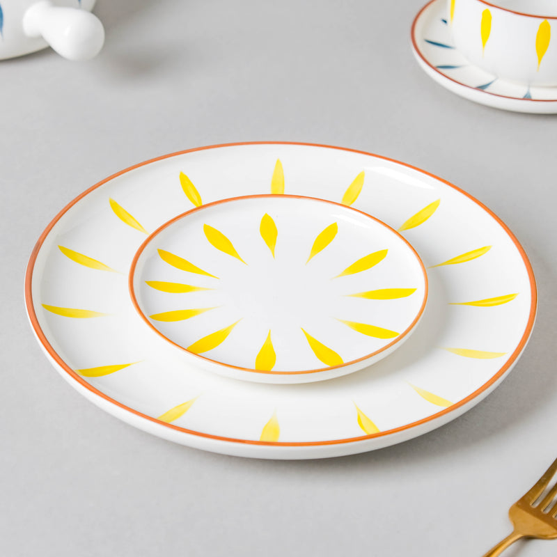 Teardrop Blue And Yellow 22 Piece Dinner Set For 6