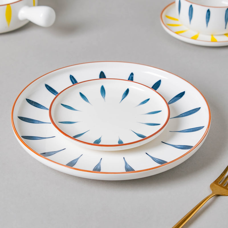 Teardrop Blue And Yellow 22 Piece Dinner Set For 6
