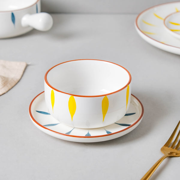 Teardrop Blue And Yellow 22 Piece Dinner Set For 6