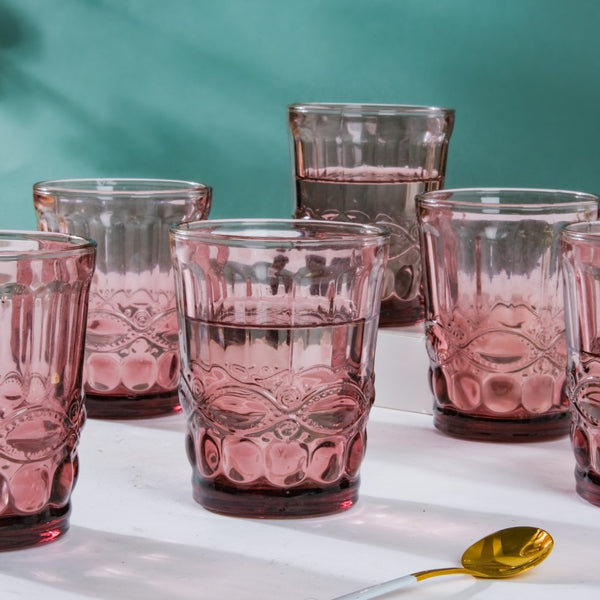 Rose Everyday Drinking Glass Mauve Set Of 6 250 ml