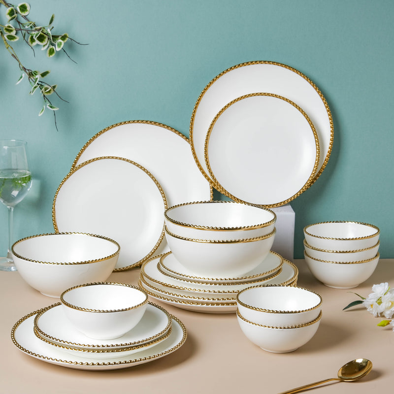 White Elysian 21 Piece Dinner Set For Online Premium Dinner
