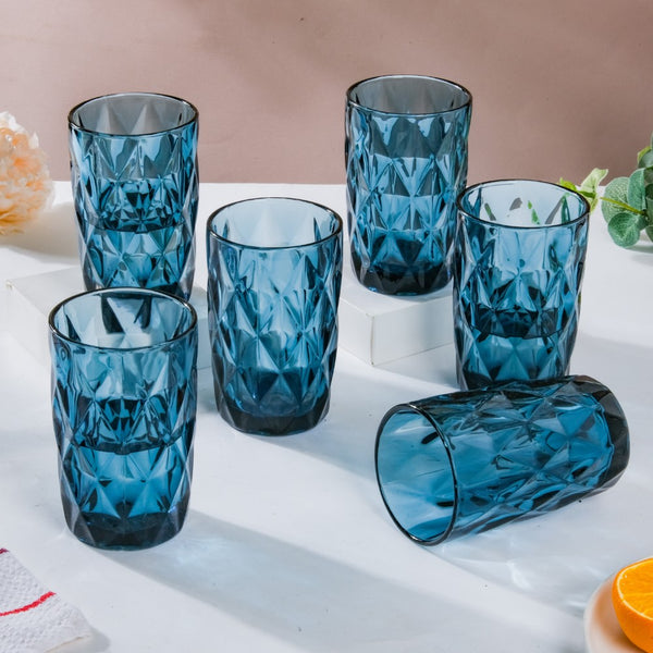 Crystal Tumbler Glass Blue Set Of 6 350 ml