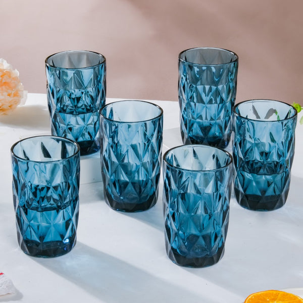 Crystal Tumbler Glass Blue Set Of 6 350 ml