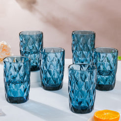 Crystal Tumbler Blue Set Of 6 350 ml