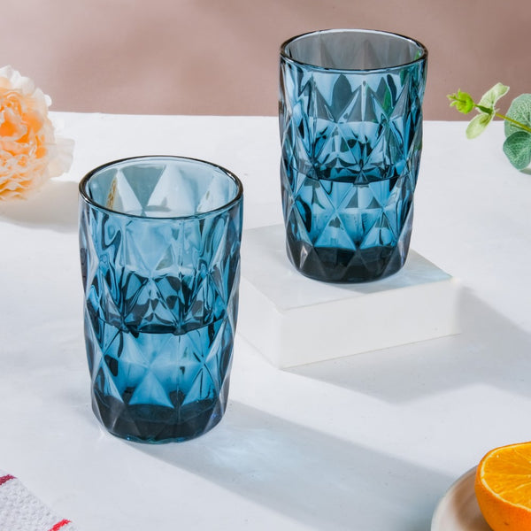 Crystal Tumbler Glass Blue Set Of 6 350 ml