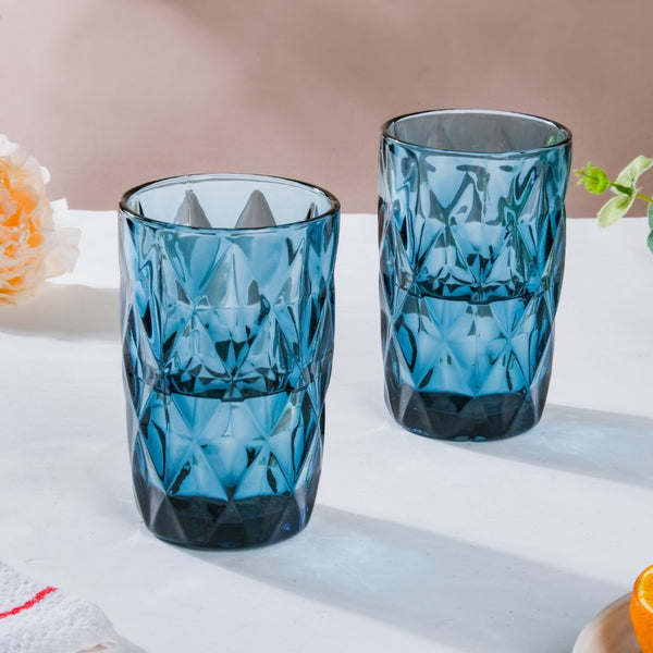 Crystal Tumbler Glass Blue Set Of 6 350 ml