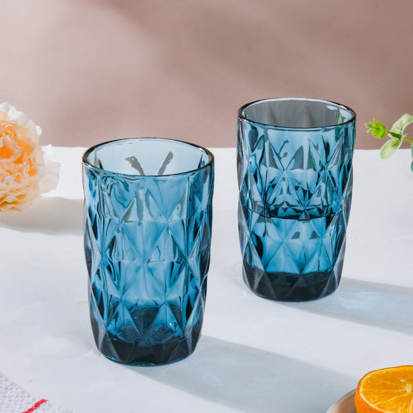 Crystal Tumbler Glass Blue Set Of 6 350 ml