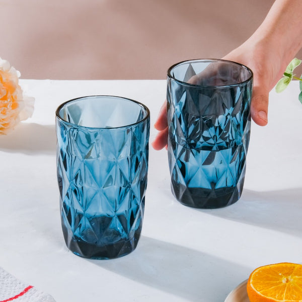 Crystal Tumbler Glass Blue Set Of 6 350 ml