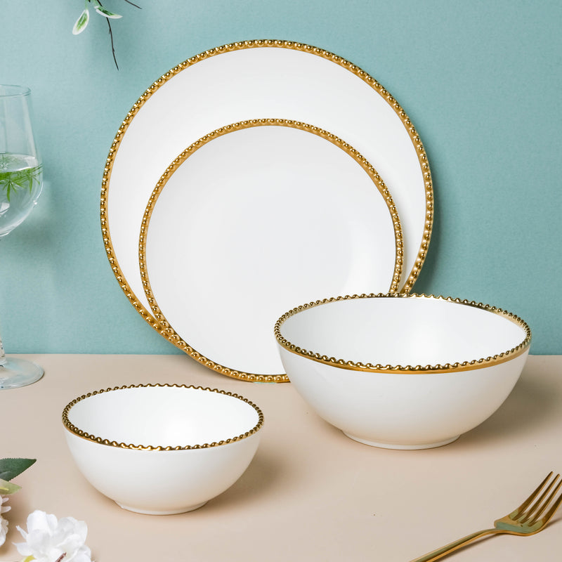 White Elysian 21 Piece Dinner Set For 6