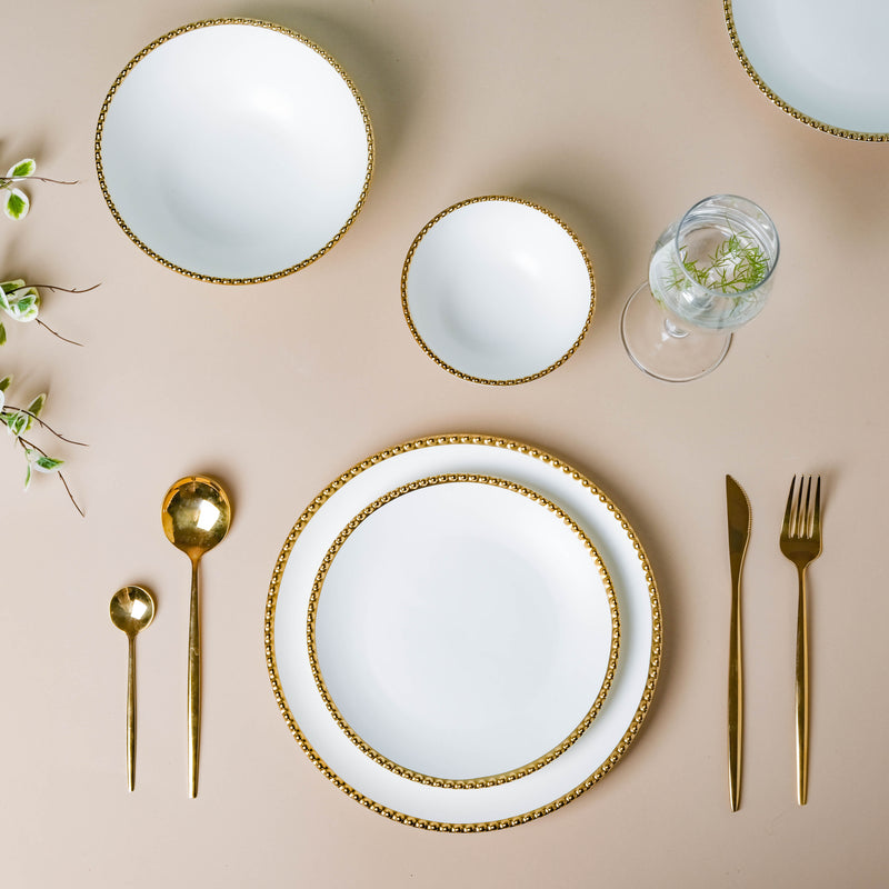 White Elysian 21 Piece Dinner Set For 6