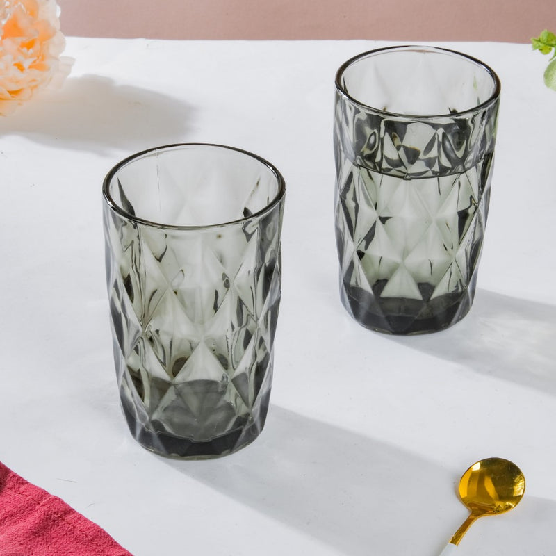 Crystal Tumbler Grey Large Set Of 6 350 ml