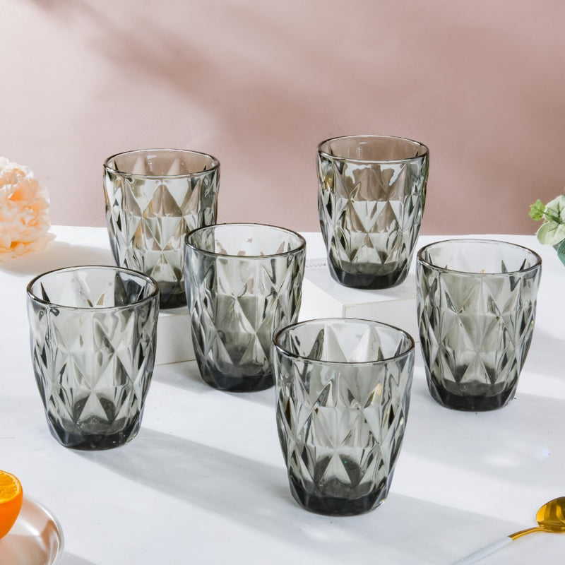Crystal Tumbler Grey Small Set Of 6 250 ml