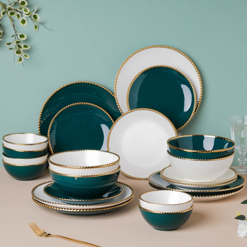 Green And White Elysian 22 Piece Dinnerware For 6