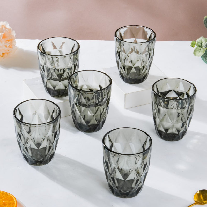 Crystal Tumbler Grey Small Set Of 6 250 ml