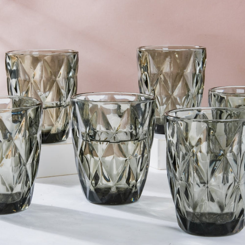 Crystal Tumbler Grey Small Set Of 6 250 ml