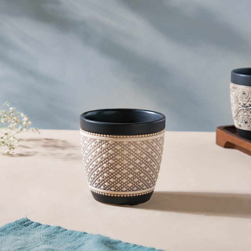 Vintage Diamond Tuscan Multipurpose Tumbler Black 200ml