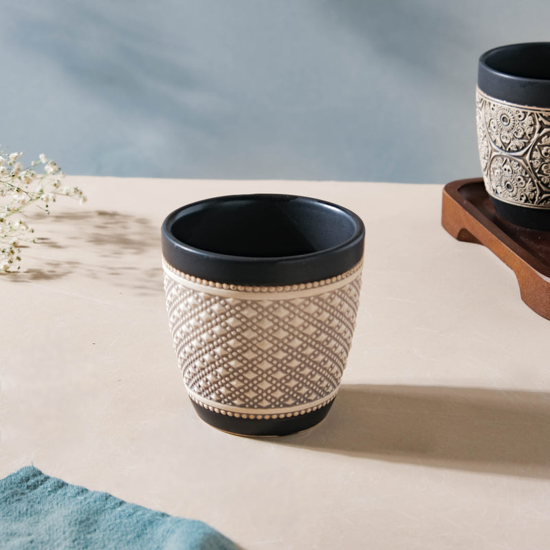 Vintage Diamond Tuscan Multipurpose Tumbler Black 200ml