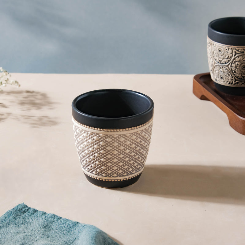 Vintage Diamond Tuscan Multipurpose Tumbler Black 200ml