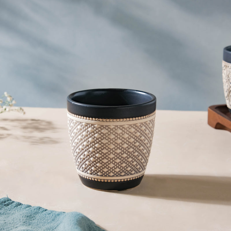 Vintage Diamond Tuscan Multipurpose Tumbler Black 200ml