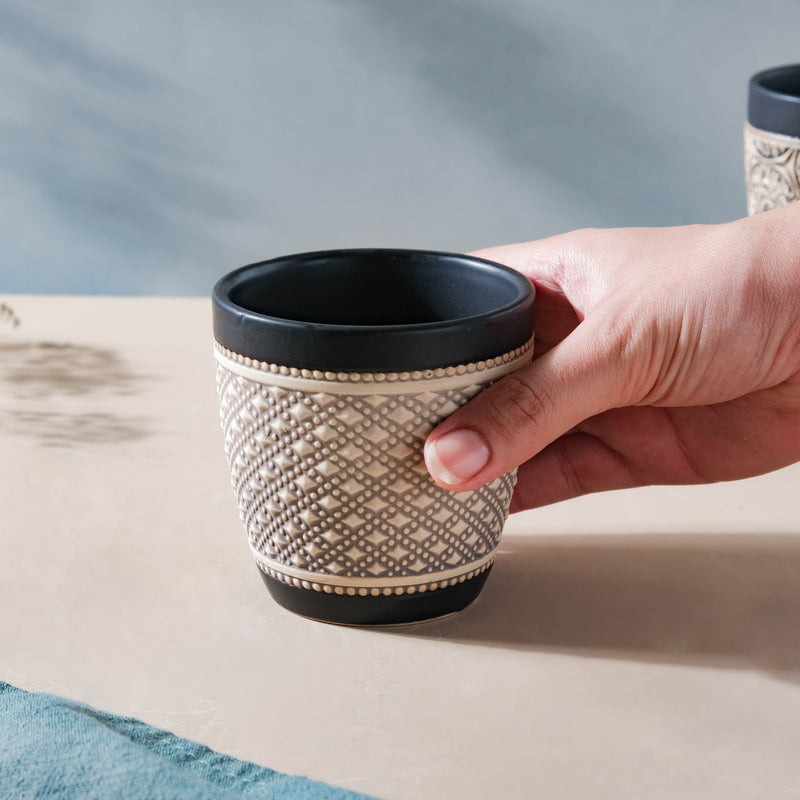 Vintage Diamond Tuscan Multipurpose Tumbler Black 200ml