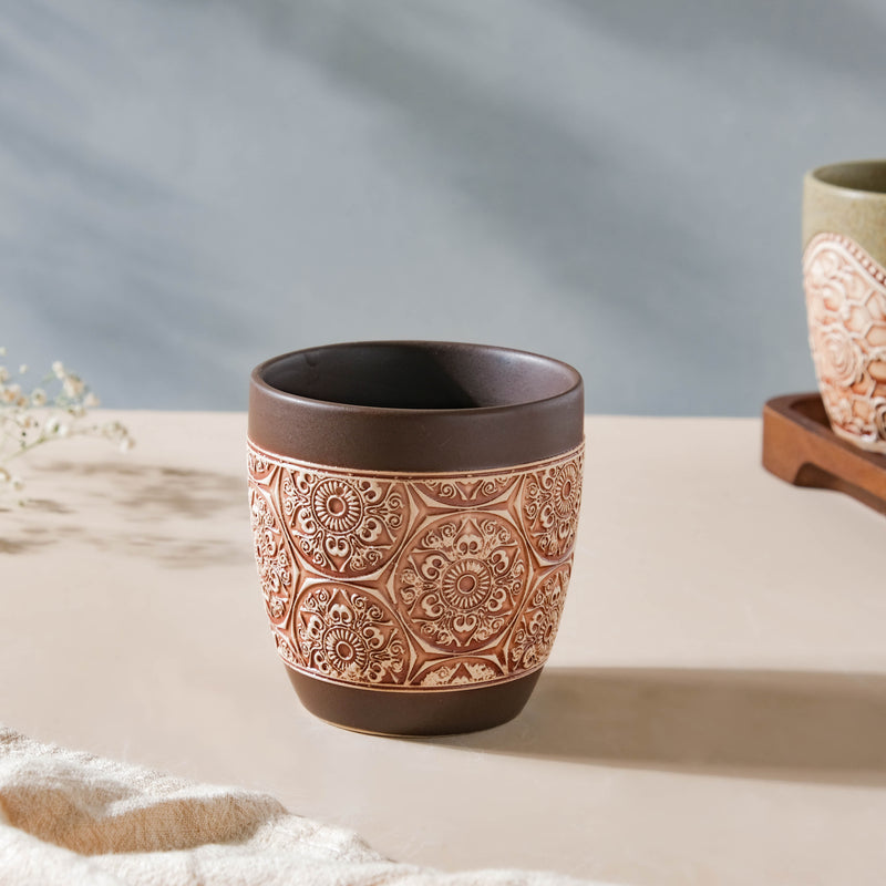 Vintage Floral Brown Multipurpose Tumbler 200ml