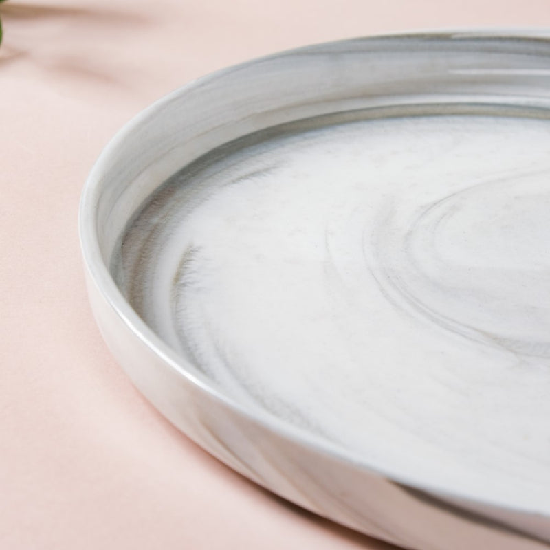 Swirl Snack Ceramic Dinner Plate Grey 10.5 Inch - Serving plate, snack plate, ceramic dinner plates| Plates for dining table & home decor