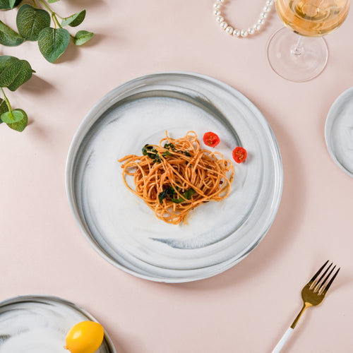 Swirl Snack Ceramic Dinner Plate Grey 10.5 Inch - Serving plate, snack plate, ceramic dinner plates| Plates for dining table & home decor