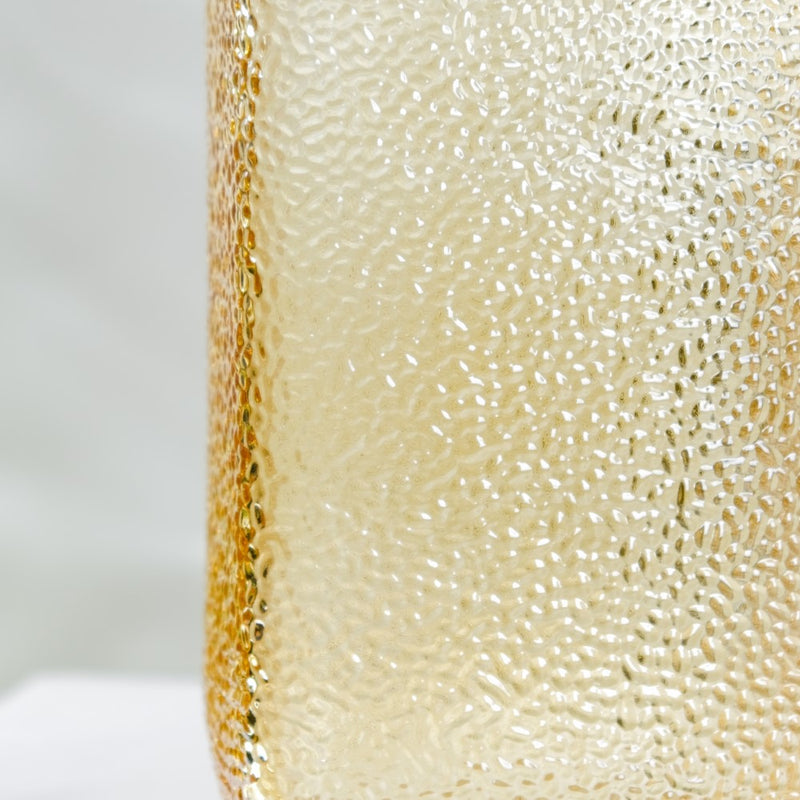 Art Deco Pebble Patterned Glass Vase Amber 9.5 Inch - Glass flower vase for home decor, office and gifting | Home decoration items